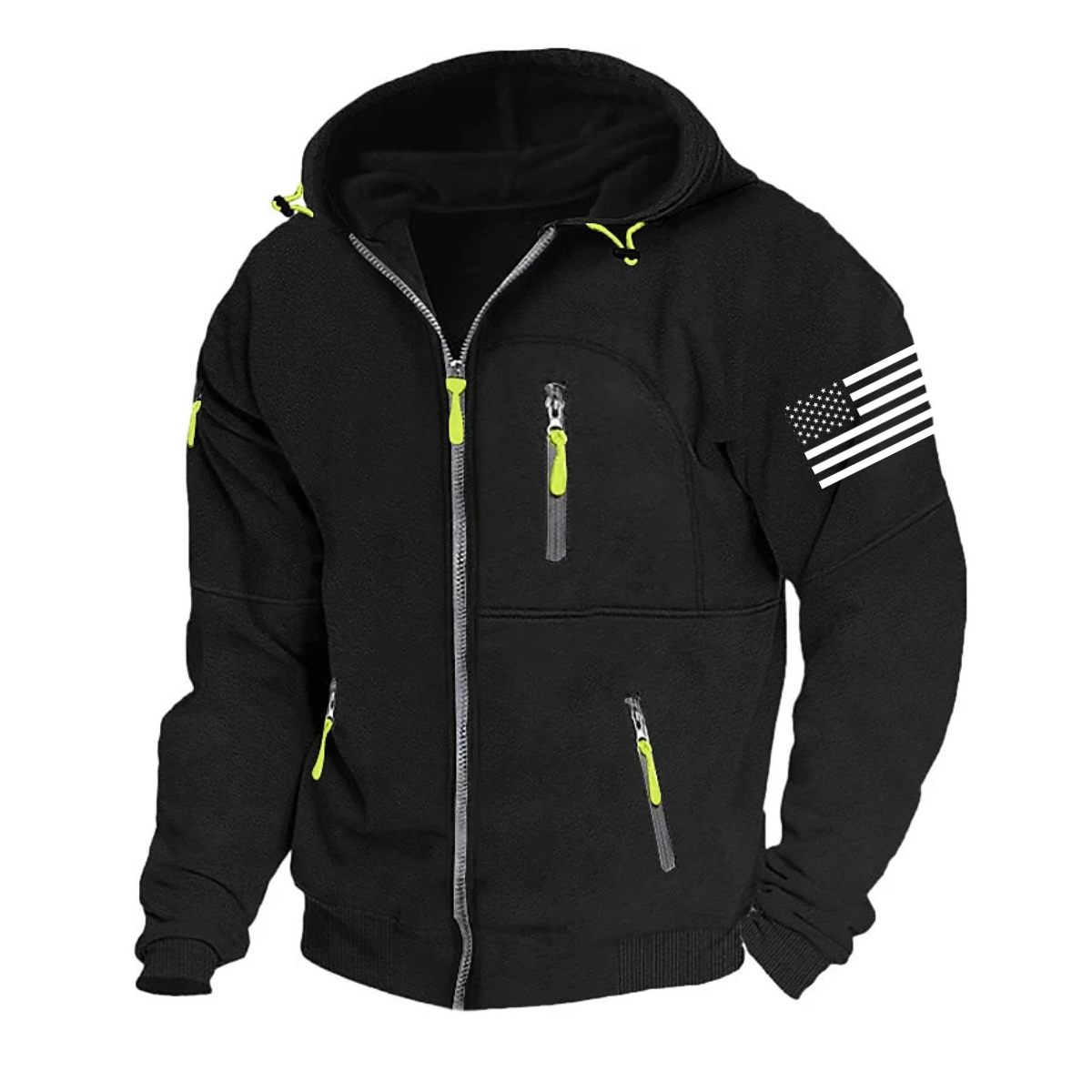 Men's American Flag Hoodie Jacket Zip Up Vacation Streetwear Fleece Hoodie