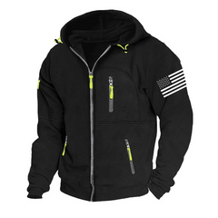Men's American Flag Hoodie Jacket Zip Up Vacation Streetwear Fleece Hoodie