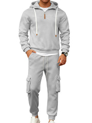 Men's Casual Zipper Hooded Sweatshirt Sportswear Two-piece Suit