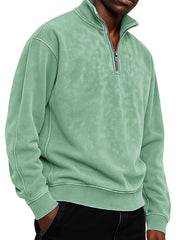 Men's Clothing Fashionable Casual Daily Stand-neck Suede Fabric Long-sleeved Zipper Hoodie