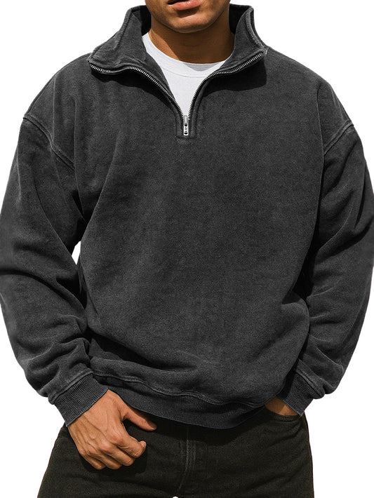  Men's Fashionable Casual Retro Vintage Vintage Semi-zipper Comfortable Long-sleeved Sweater