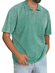 Men's Everyday Retro Stand Collar Zipper Casual Short Sleeve T-Shirt