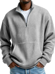 Men's Clothing Fashionable Casual Pit Strip Fabric Upright Collar Zipper Pockets Long-sleeved Hoodie