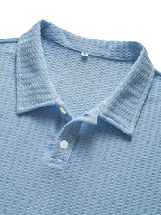 Men's Fashionable Retro Waffle Fabric Short Sleeve Polo Shirt