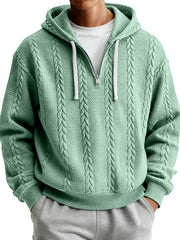 Men's Simple Textured Casual Zipper Hooded Sweatshirt