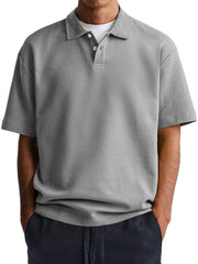 Men's Waffle Casual Lapel Button Down Short Sleeve POLO Shirt