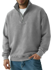 Men's Fashion Vintage Quarter-collar Zippered Long-sleeve Sweater 