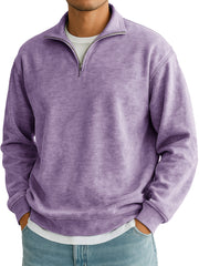Men's Stylish Casual Everyday Cotton Long-sleeved Half-zip Sweatshirt 
