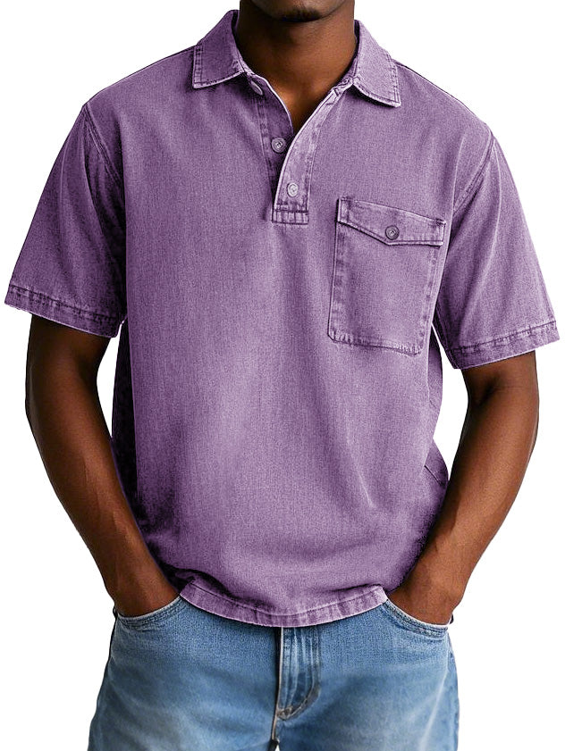 Men's Fashion Casual Retro Workwear Lapel Pocket Polo Shirt