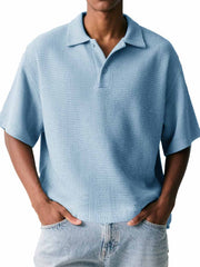 Men's Fashion Casual Waffle Fabric Short-sleeved Polo Shirt