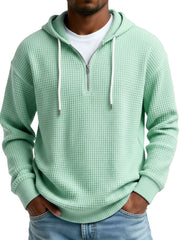 Men's Wear Fashionable Casual Waffle Fabric Semi-zipper Hooded Hooded Hoodie 