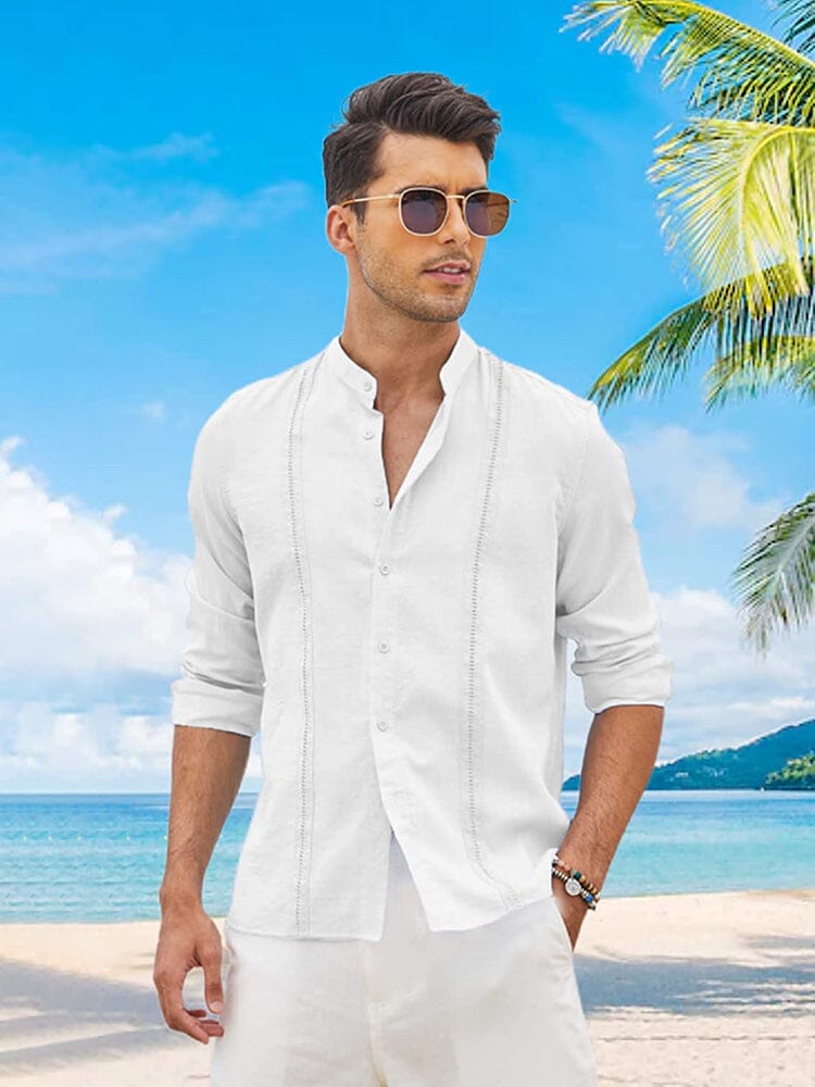 Embroidered Guayabera Linen Shirt