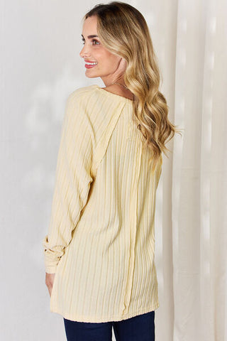 Women's Basic Bae Full Size Ribbed Round Neck Slit T-Shirt