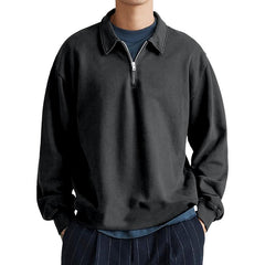 Men's Casual Half-zip Lapel Loose Pullover Polo Shirt
