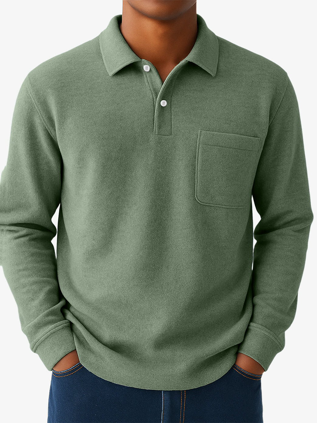 Men's Quality Cotton Casual Everyday Long  Sleeved Polo Shirt