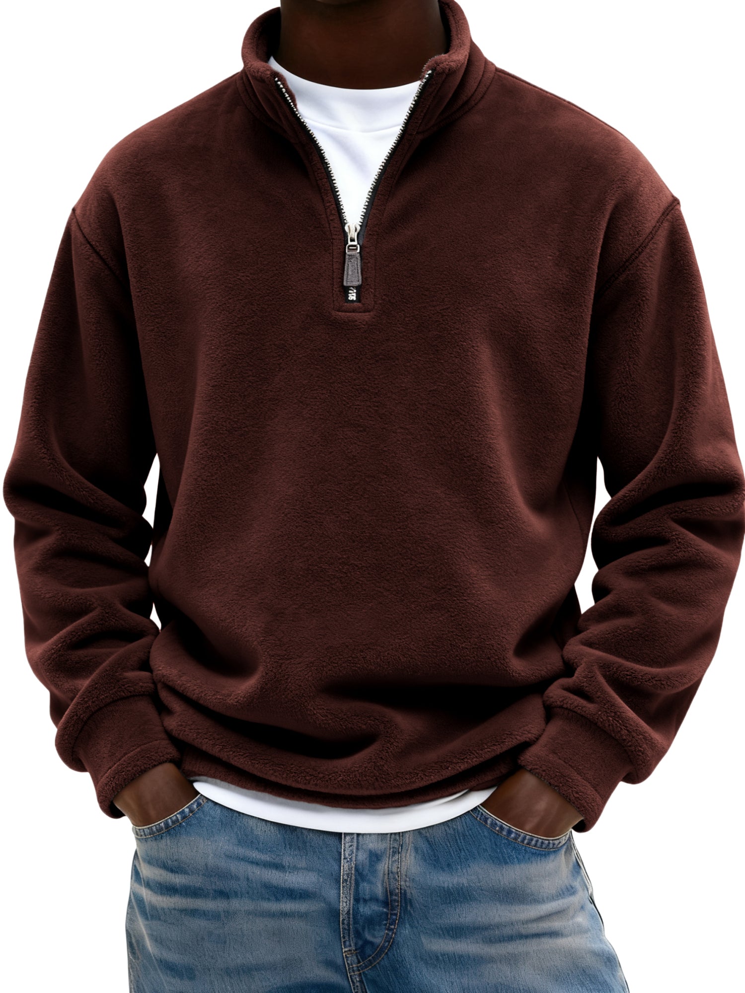 Men's Warm Fleece Quarter-zip Casual Pullover
