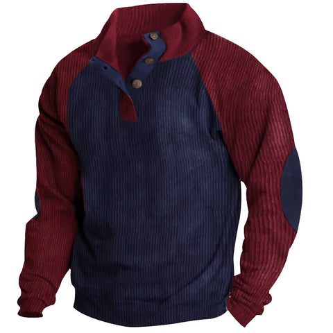 Gentleman's Outdoor Raglan Sleeves Casual Stand Collar Sweatshirt