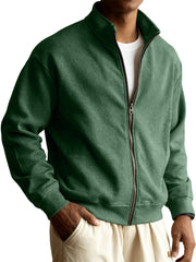 Men's Retro Casual Stand-collar Zippered Striped Jacket