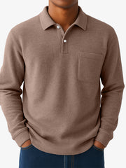 Men's Quality Cotton Casual Everyday Long  Sleeved Polo Shirt