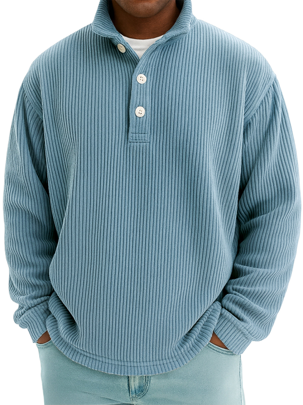 Men's Stylish Corduroy Stand-up Collar Polo Shirt