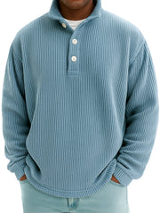 Men's Stylish Corduroy Stand-up Collar Polo Shirt