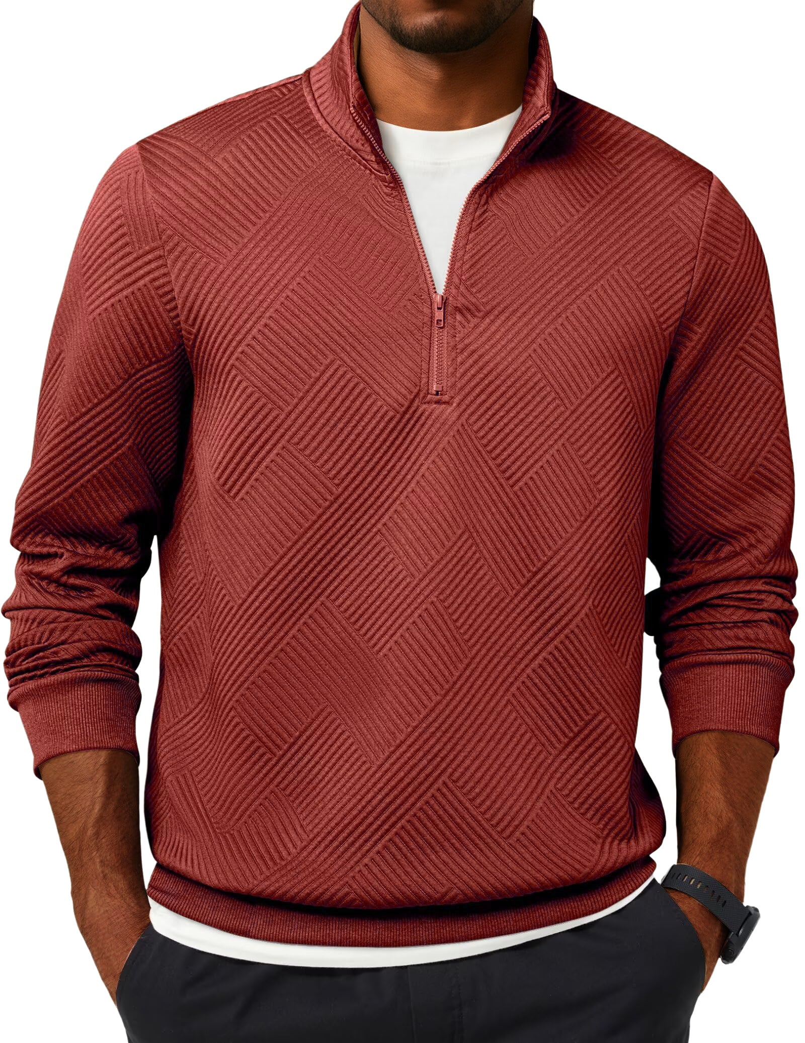 Fashionable Casual Quarter-zip Stand-up Collar Sweatshirt