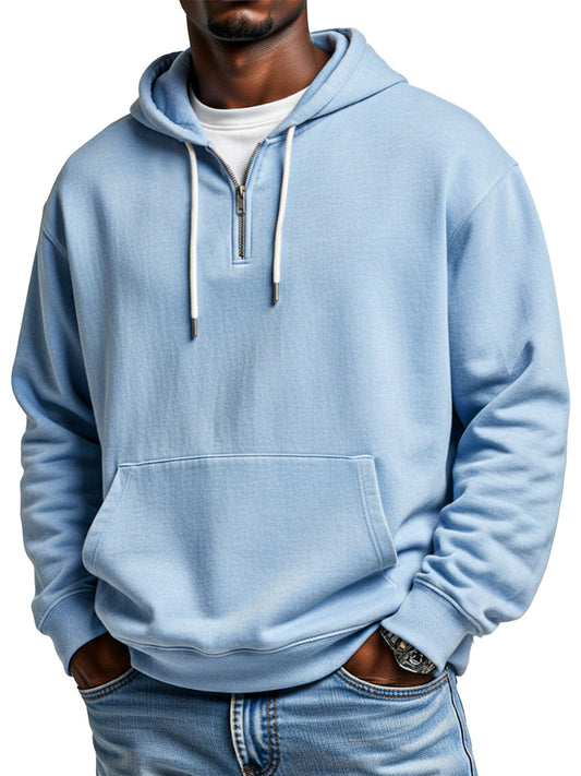 Autumn And Winter Simple Loose Half-zip Hooded Sweatshirt