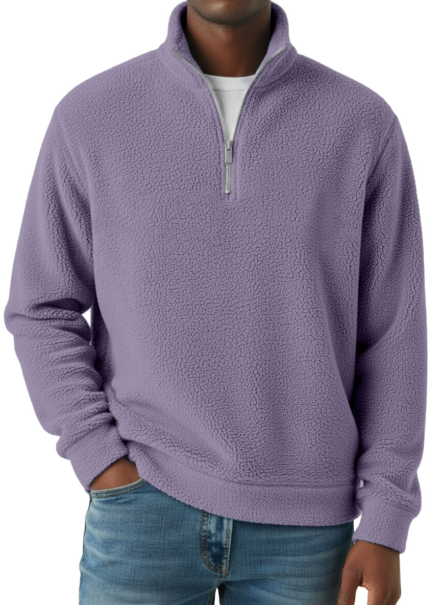 Winter Simple Casual Polar Fleece Half-zip Stand Collar Long-sleeved Sweatshirt