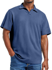 Men's daily pitted V-neck short-sleeved POLO shirt