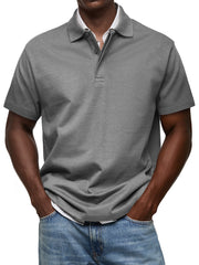 Men's Casual Lapel Button Up Comfortable Short Sleeve POLO Shirt