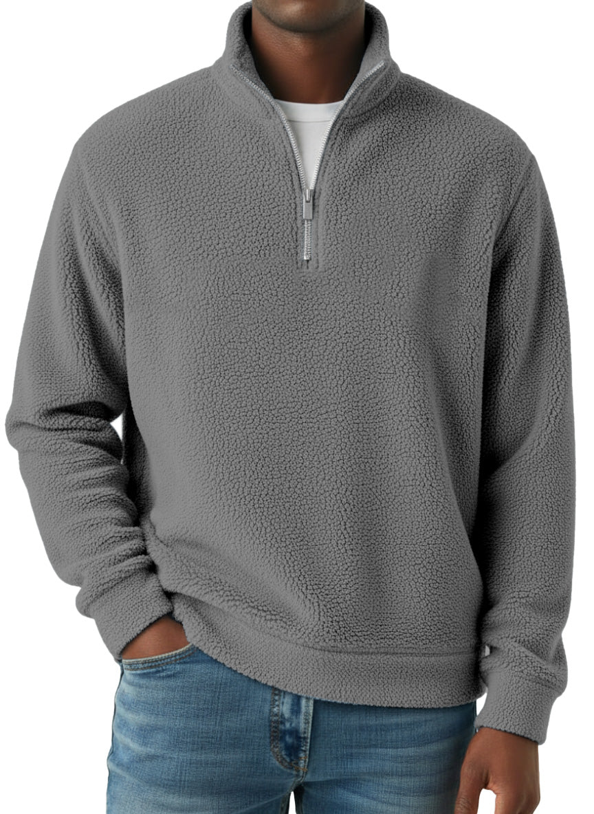 Winter Simple Casual Polar Fleece Half-zip Stand Collar Long-sleeved Sweatshirt