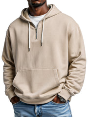 Autumn And Winter Simple Loose Half-zip Hooded Sweatshirt