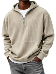 Men's Clothing Fashionable Casual Pit Strip Fabric Zipper Pockets Hooded Long-sleeved Sweatshirt 