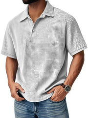 Men's Daily Casual Waffle Comfort Short Sleeve POLO Shirt