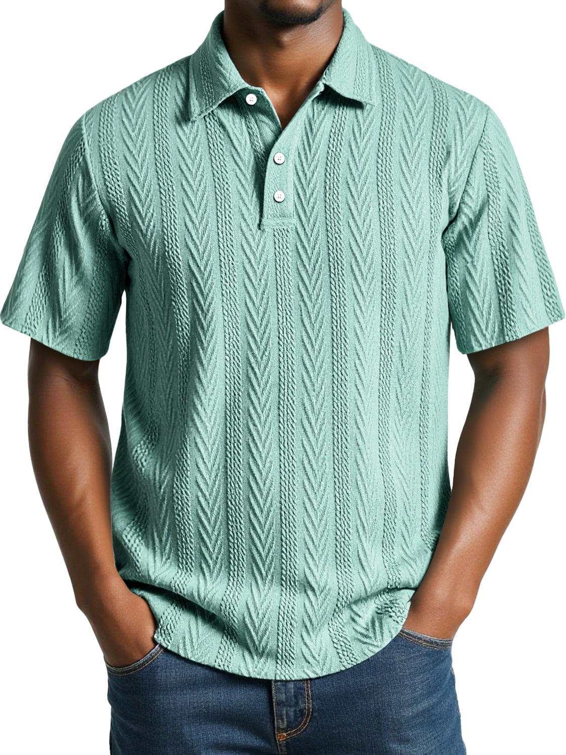 Men's Daily Jacquard Texture Casual Short-sleeved Polo Shirt