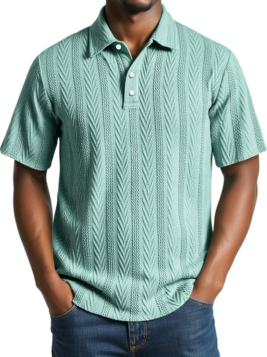 Men's Daily Jacquard Texture Casual Short-sleeved Polo Shirt