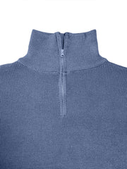 Men's Simple Zipper Turtleneck Casual Knitted Sweater Christmas and New Year Sweater