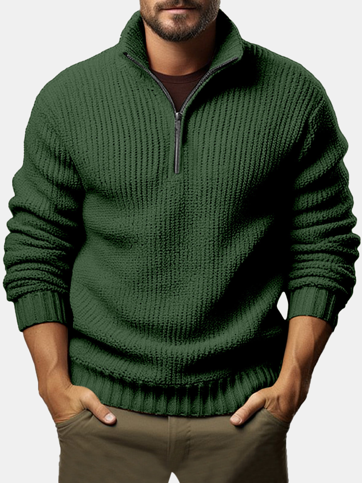 Men's Casual Loose Zipper Long-sleeved Sweater