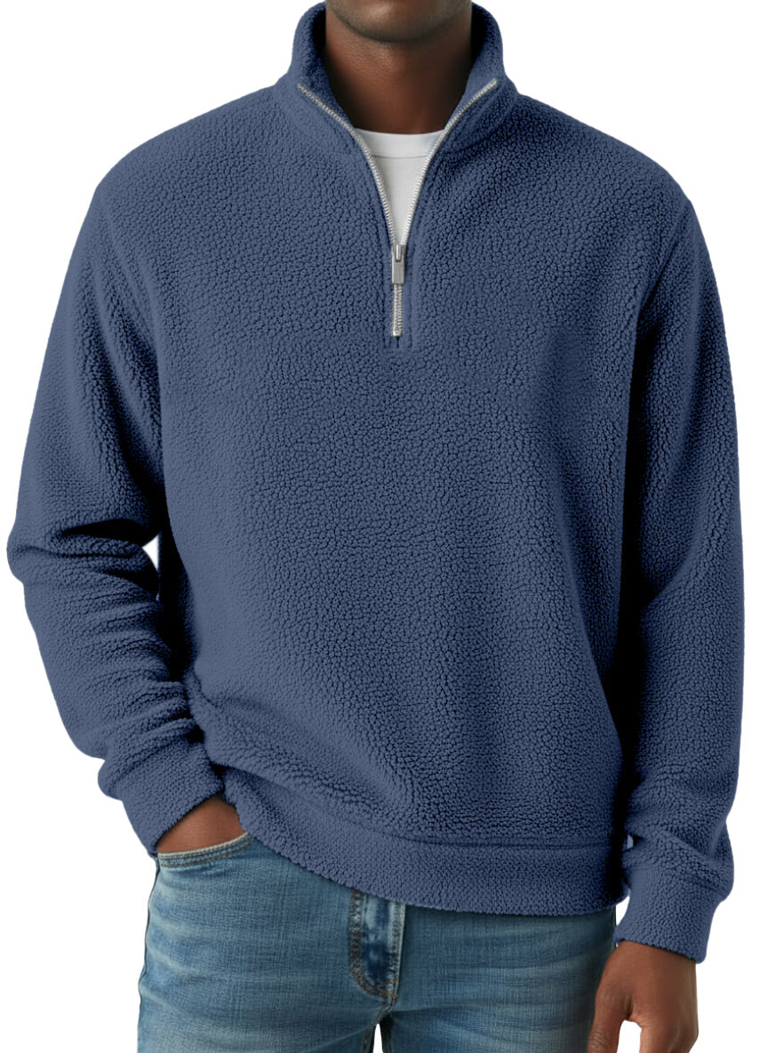 Winter Simple Casual Polar Fleece Half-zip Stand Collar Long-sleeved Sweatshirt