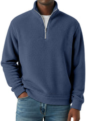 Winter Simple Casual Polar Fleece Half-zip Stand Collar Long-sleeved Sweatshirt