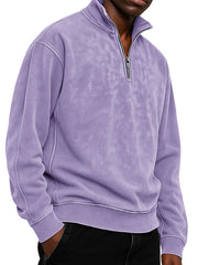 Men's Clothing Fashionable Casual Daily Stand-neck Suede Fabric Long-sleeved Zipper Hoodie