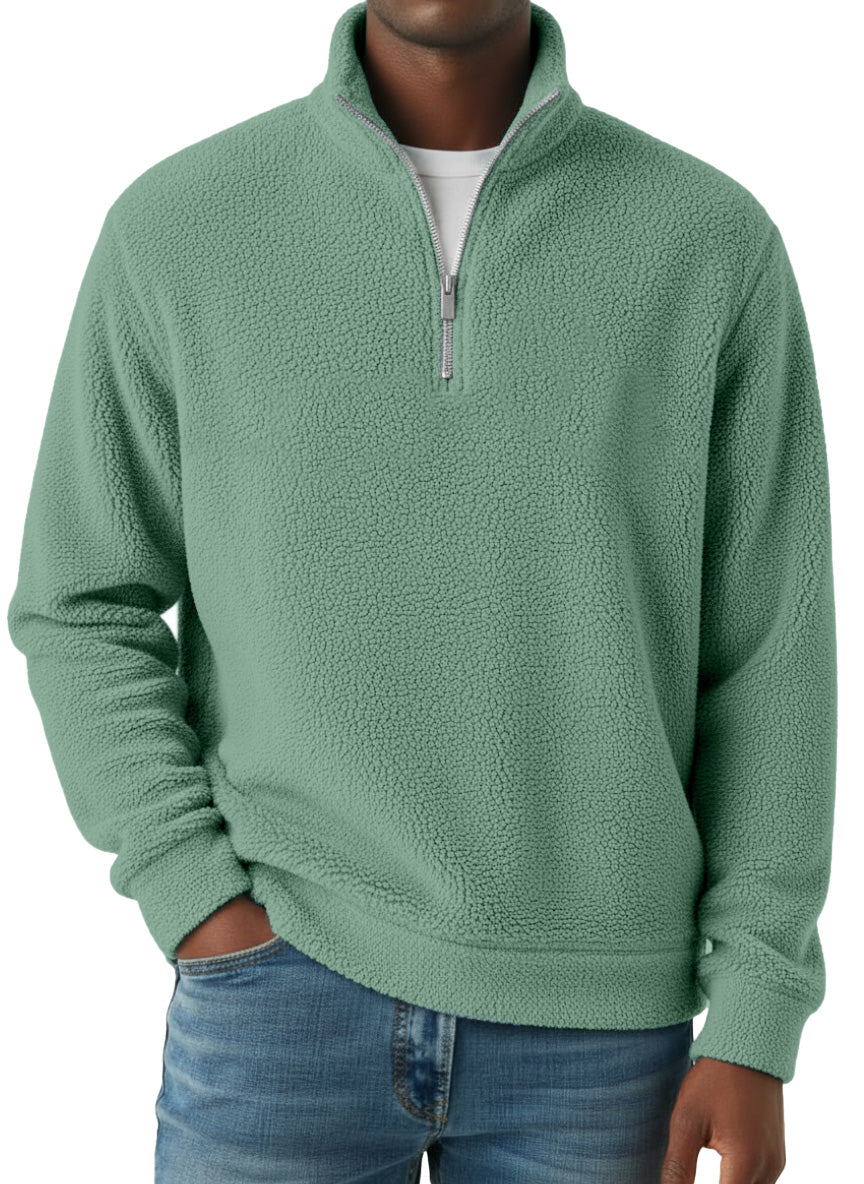 Winter Simple Casual Polar Fleece Half-zip Stand Collar Long-sleeved Sweatshirt