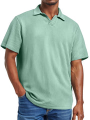 Men's daily pitted V-neck short-sleeved POLO shirt