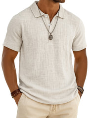 Men's Retro Lapel Button Casual Short Sleeve Plo Shirt