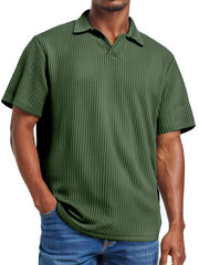 Men's daily pitted V-neck short-sleeved POLO shirt