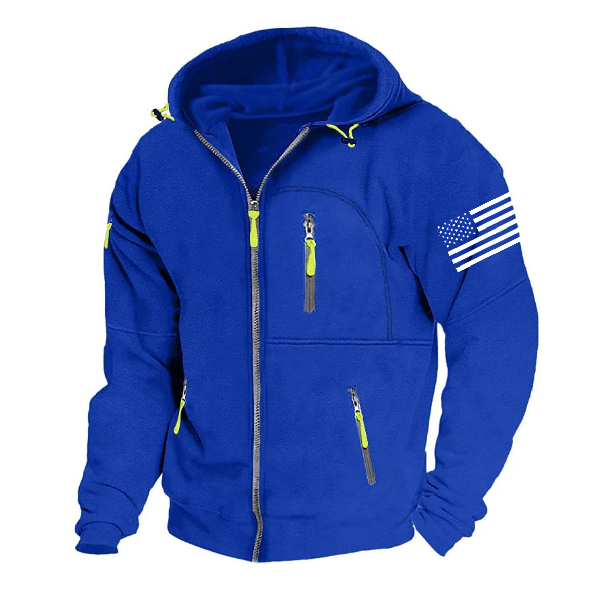 Men's American Flag Hoodie Jacket Zip Up Vacation Streetwear Fleece Hoodie