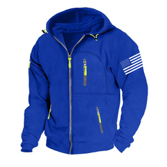 Men's American Flag Hoodie Jacket Zip Up Vacation Streetwear Fleece Hoodie