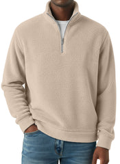 Winter Simple Casual Polar Fleece Half-zip Stand Collar Long-sleeved Sweatshirt