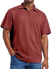 Men's daily pitted V-neck short-sleeved POLO shirt