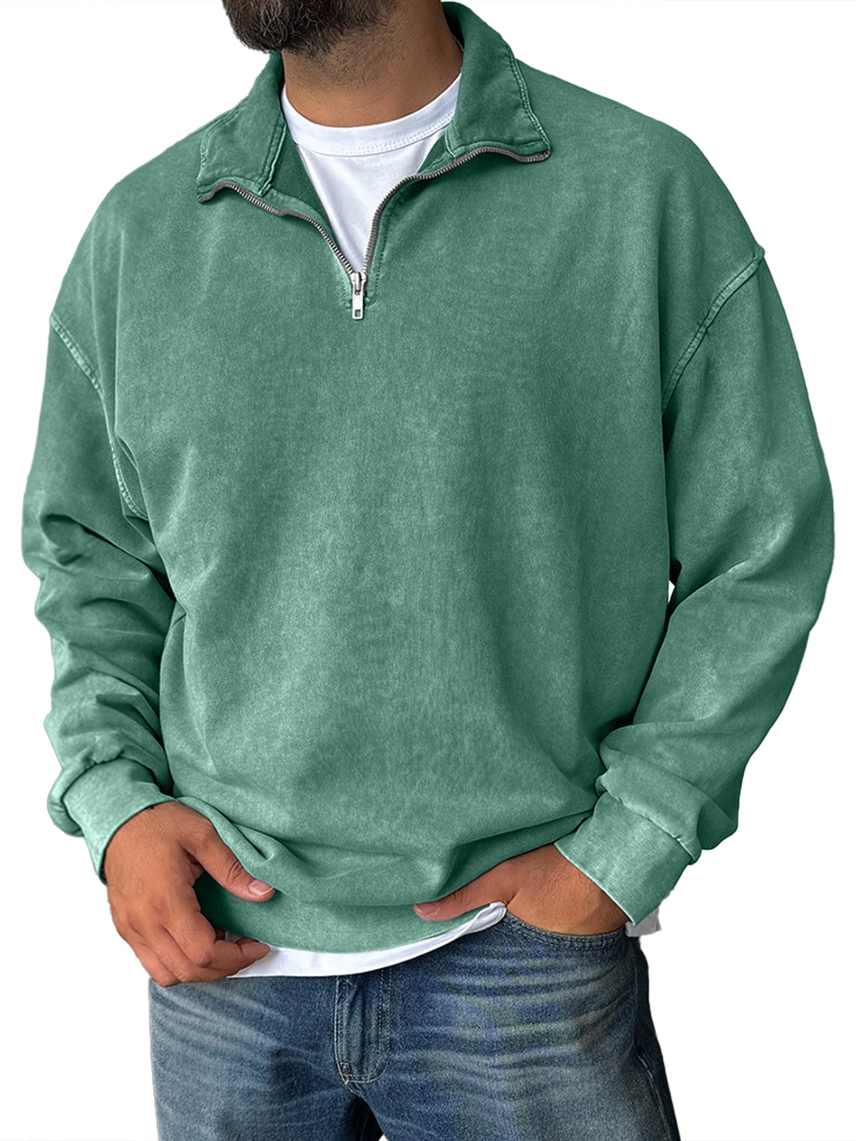 🔥Men's Fashionable Retro Half-zip Stand Collar Casual Sweatshirt (100% Cotton)